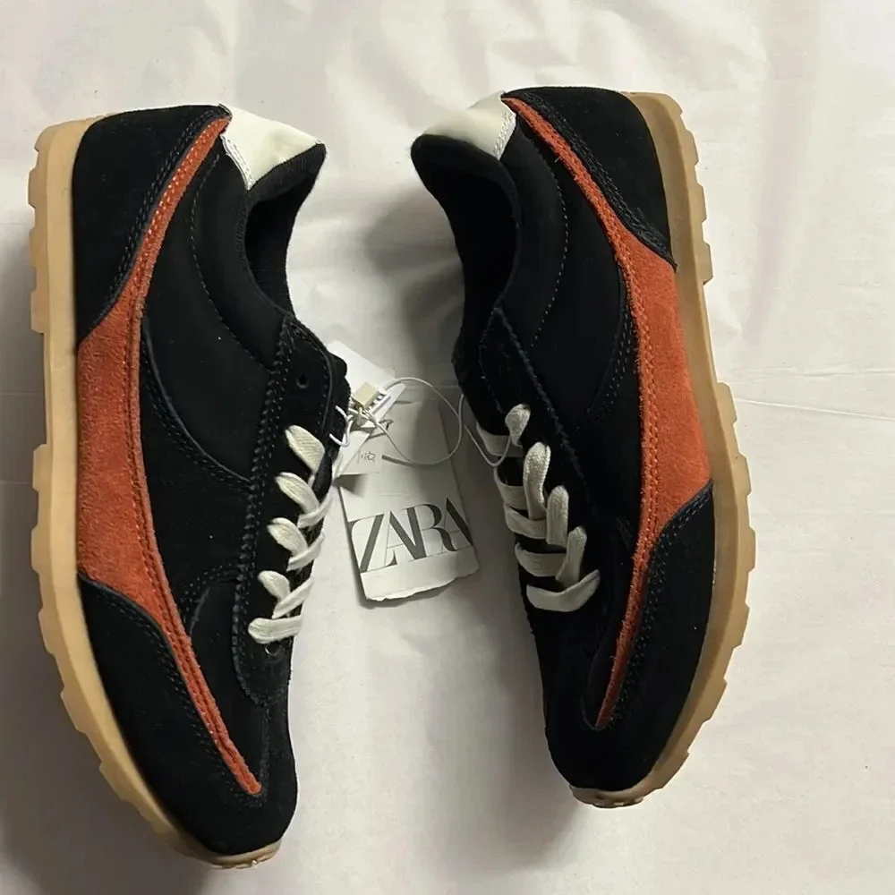 ZARA Kids | Black | RETRO LEATHER SNEAKERS